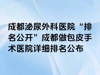 成都泌尿外科医院“排名公开”成都做包皮手术医院详细排名公布